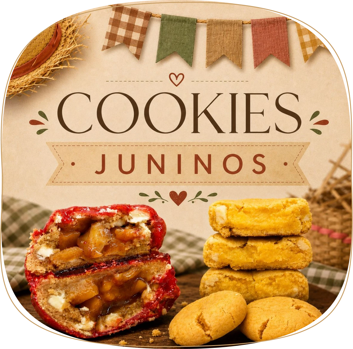 Flávia segurando cookies juninos